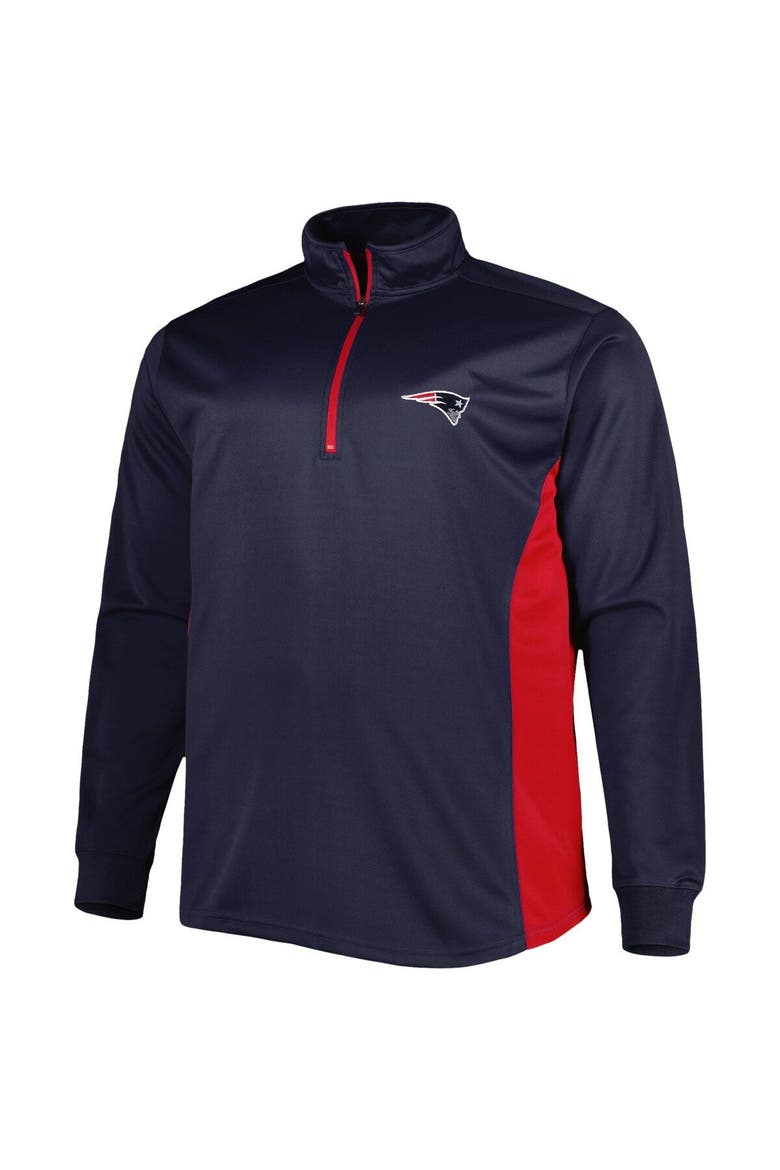 Men's Navy New England Patriots Big & Tall Quarter-Zip Top, Alternate, color, Navy