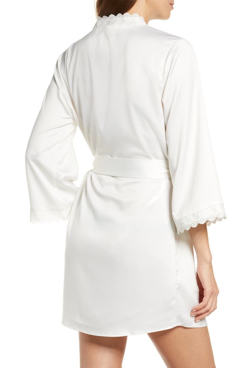 Victoria Short Satin Robe, Alternate, color, IVORY