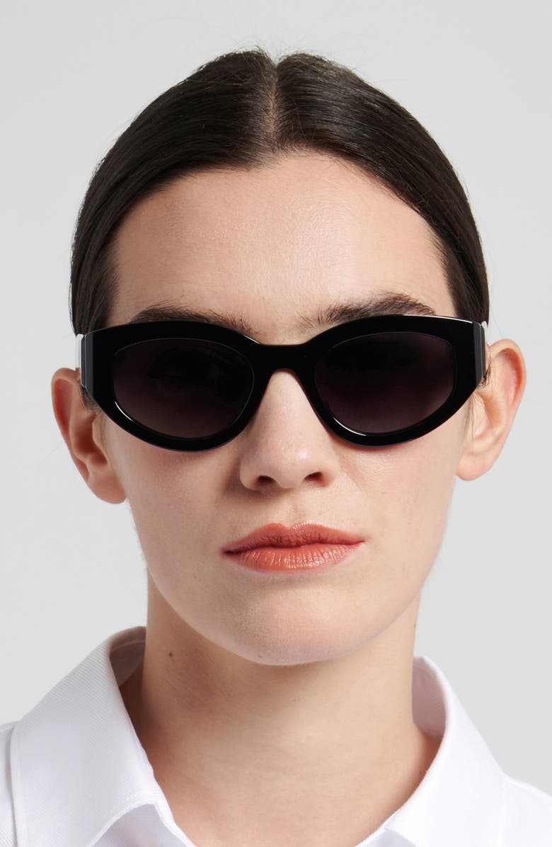 Carolina Herrera Her 52mm Gradient Oval Sunglasses, Alternate, color, Black/ Dark Grey Sf