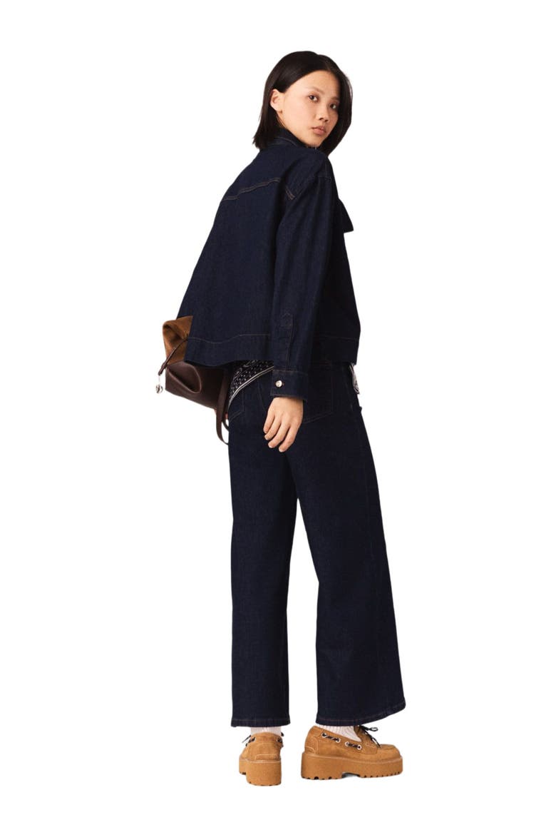 Denim jacket with bow, Alternate, color, Navy