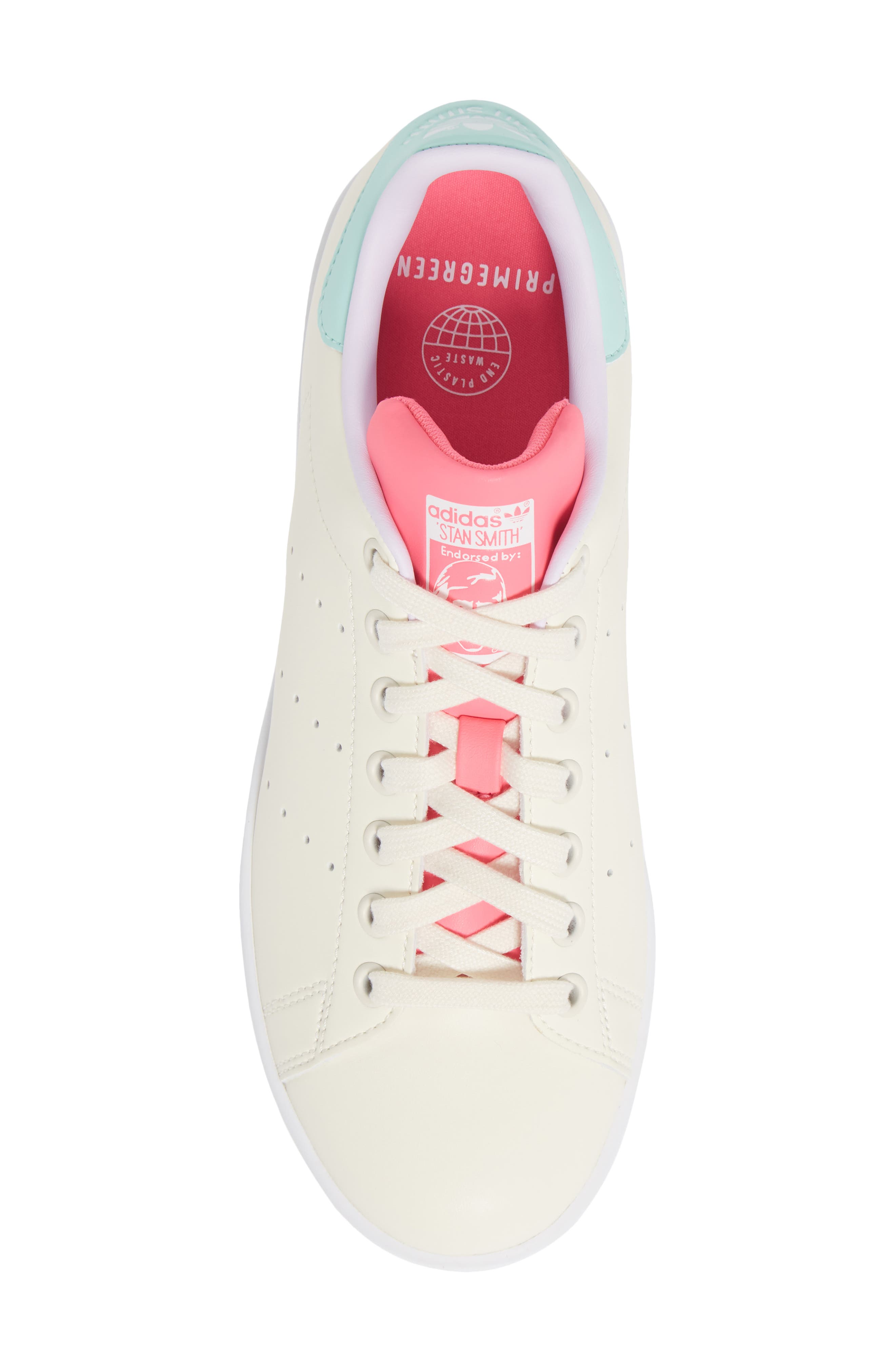 Primegreen Stan Smith Sneaker, Alternate, color, CREAM WHITE/ CREAM WHITE/ MINT