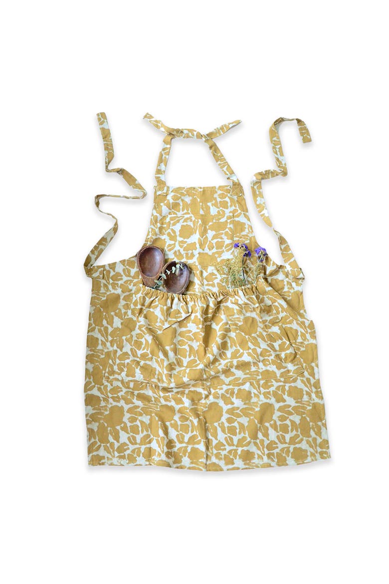 Organic Cotton Harvest Apron - Block Printed Yan, Alternate, color, Tan