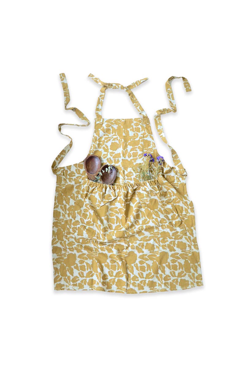 Ichcha Organic Cotton Harvest Apron - Block Printed Yan, Alternate, color, Tan
