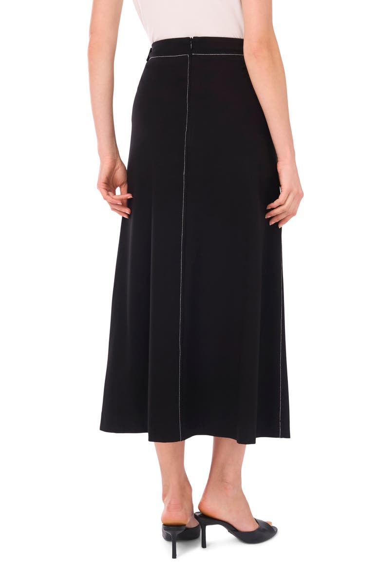 Vince Camuto Topstitch A-Line Maxi Skirt, Alternate, color, Rich Black