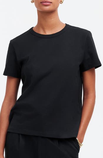 メイドウェル Madewell Jenny Top レディース シャツ トップス Jet Black Embroidered Ruffle-Trim Top | Madewell