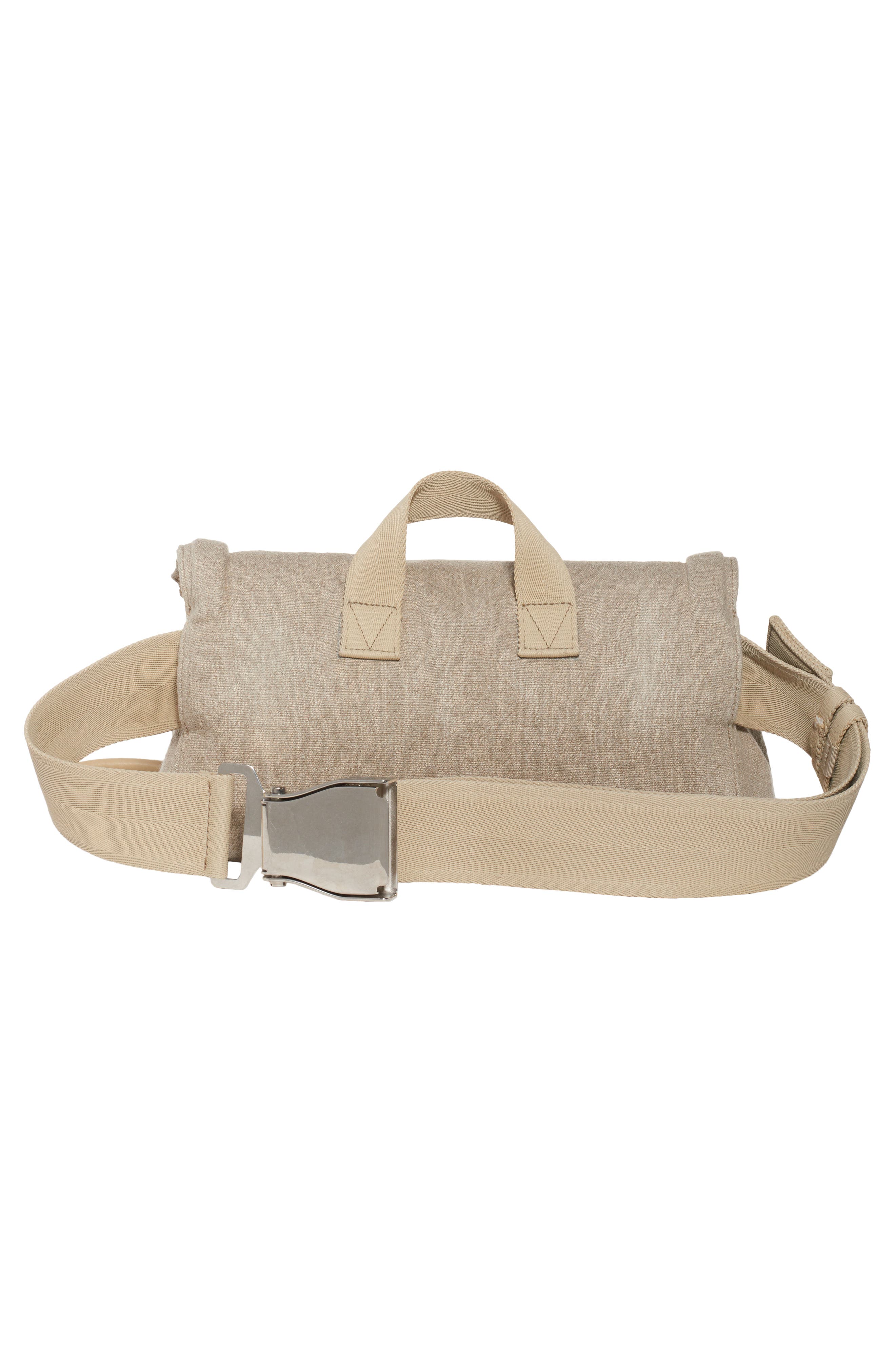 Bottega Veneta Beak Triangle Flap Canvas Belt Bag, Alternate, color, 