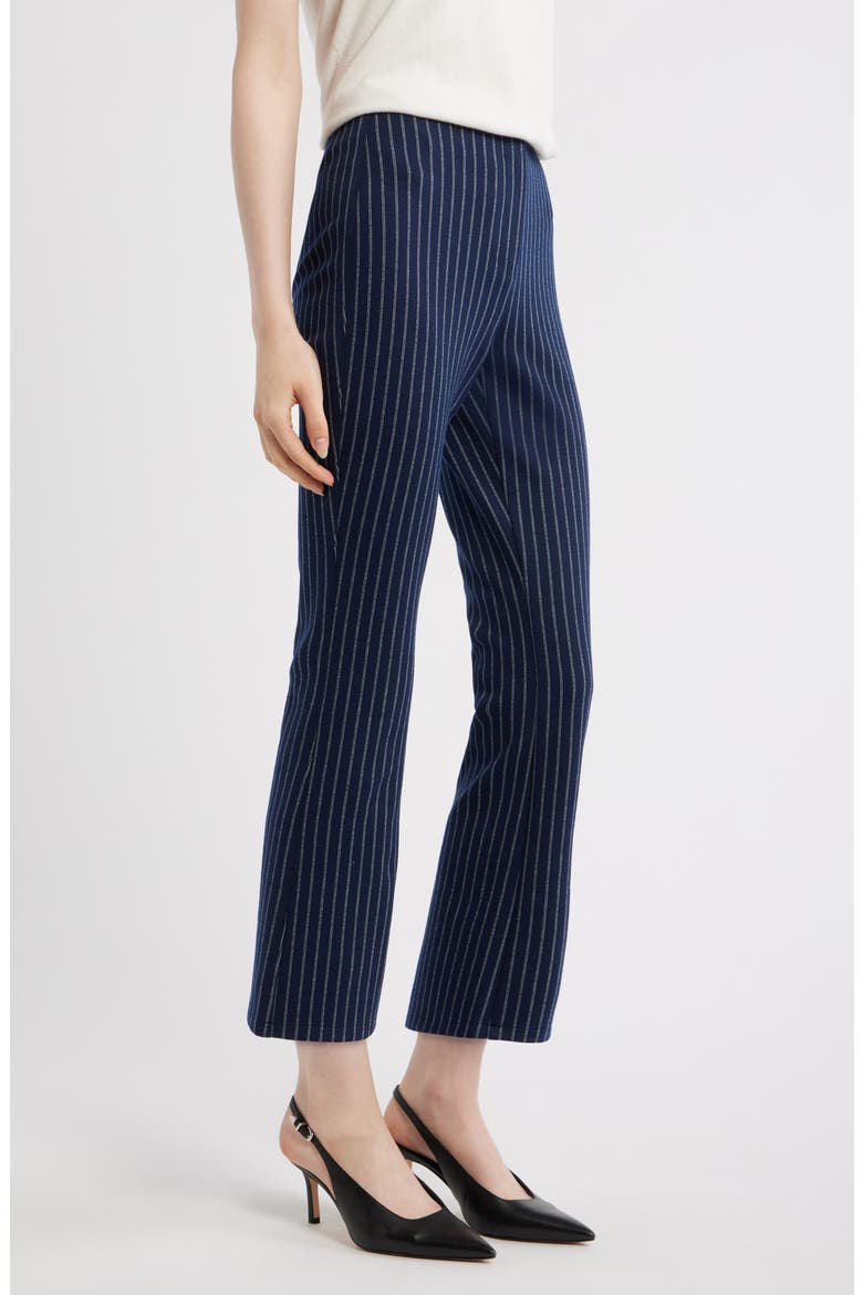 Pinstripe Crop Kick Flare Pants, Alternate, color, NAVY MULTI