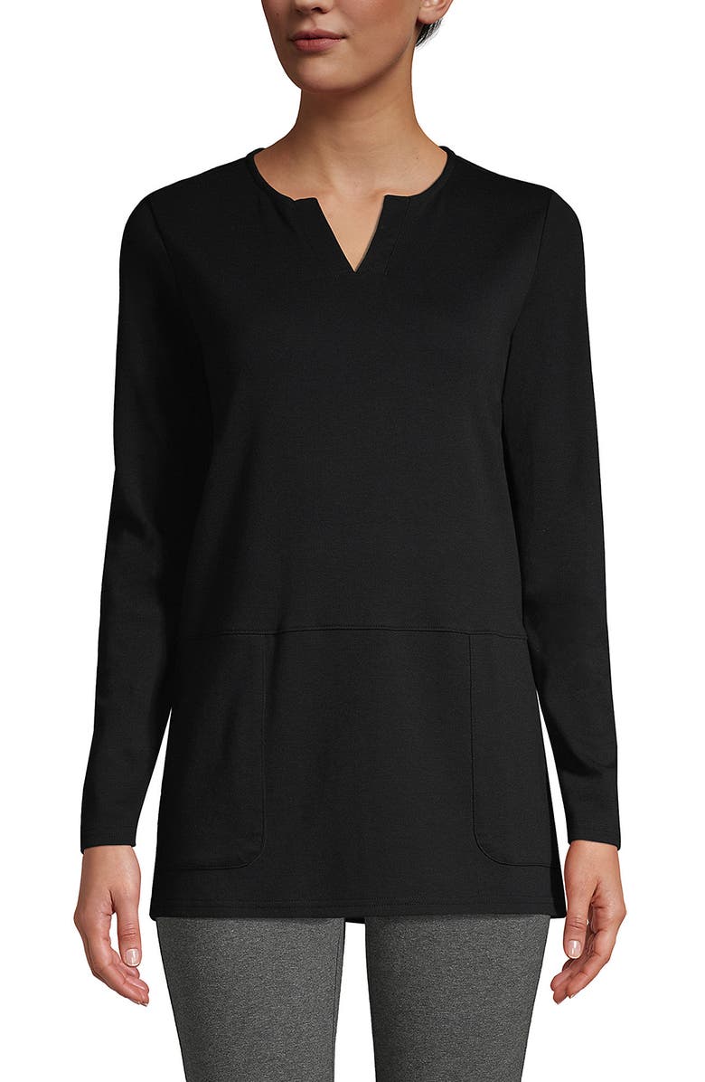 Lands' End Cotton Polyester Long Sleeve Tunic with Pockets, Main, color, 