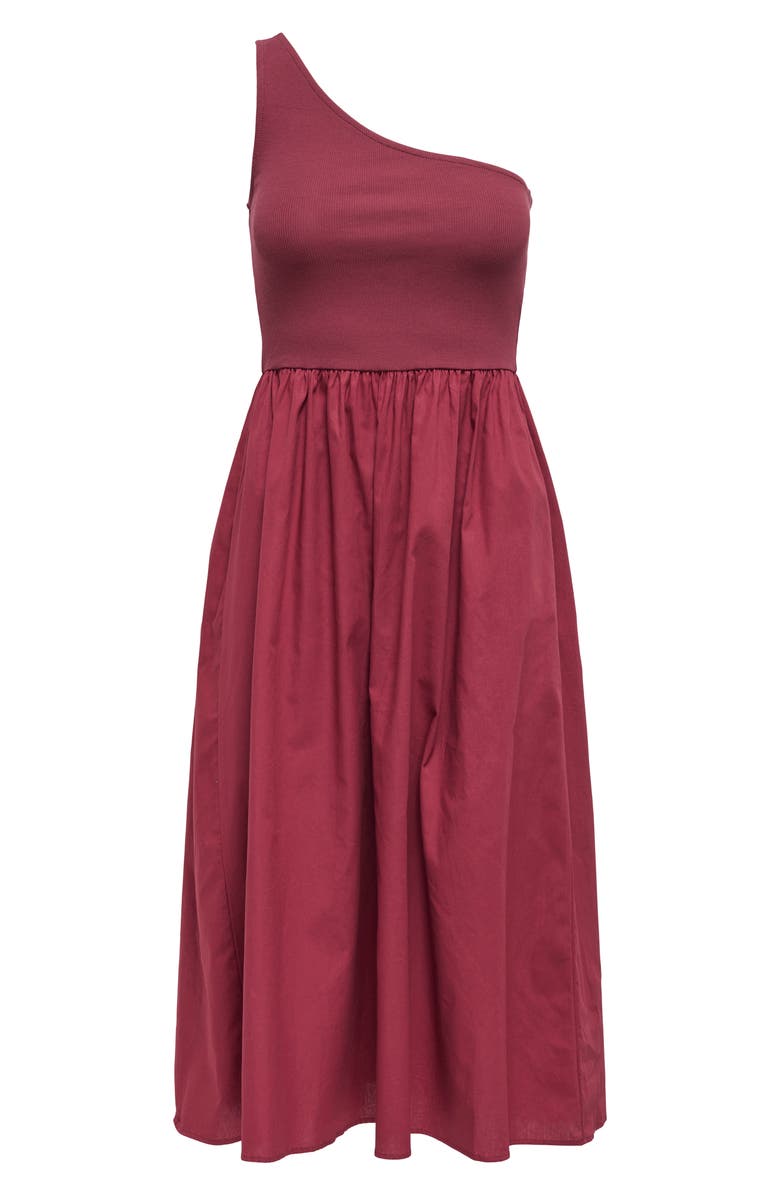 Only Iris life One-Shoulder Midi Dress, Alternate, color, Ruby Wine