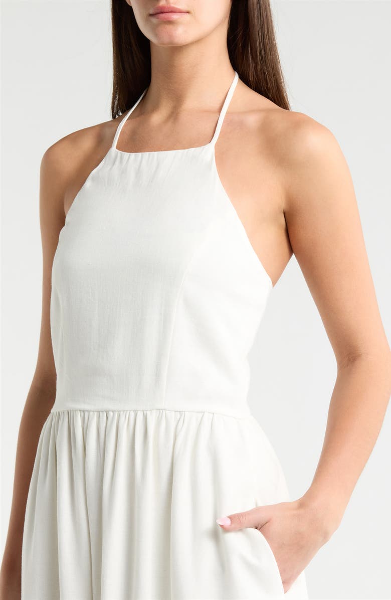 SUGARLIPS Senara Placed Print Halter Neck Dress, Alternate, color, White-Green-Multi