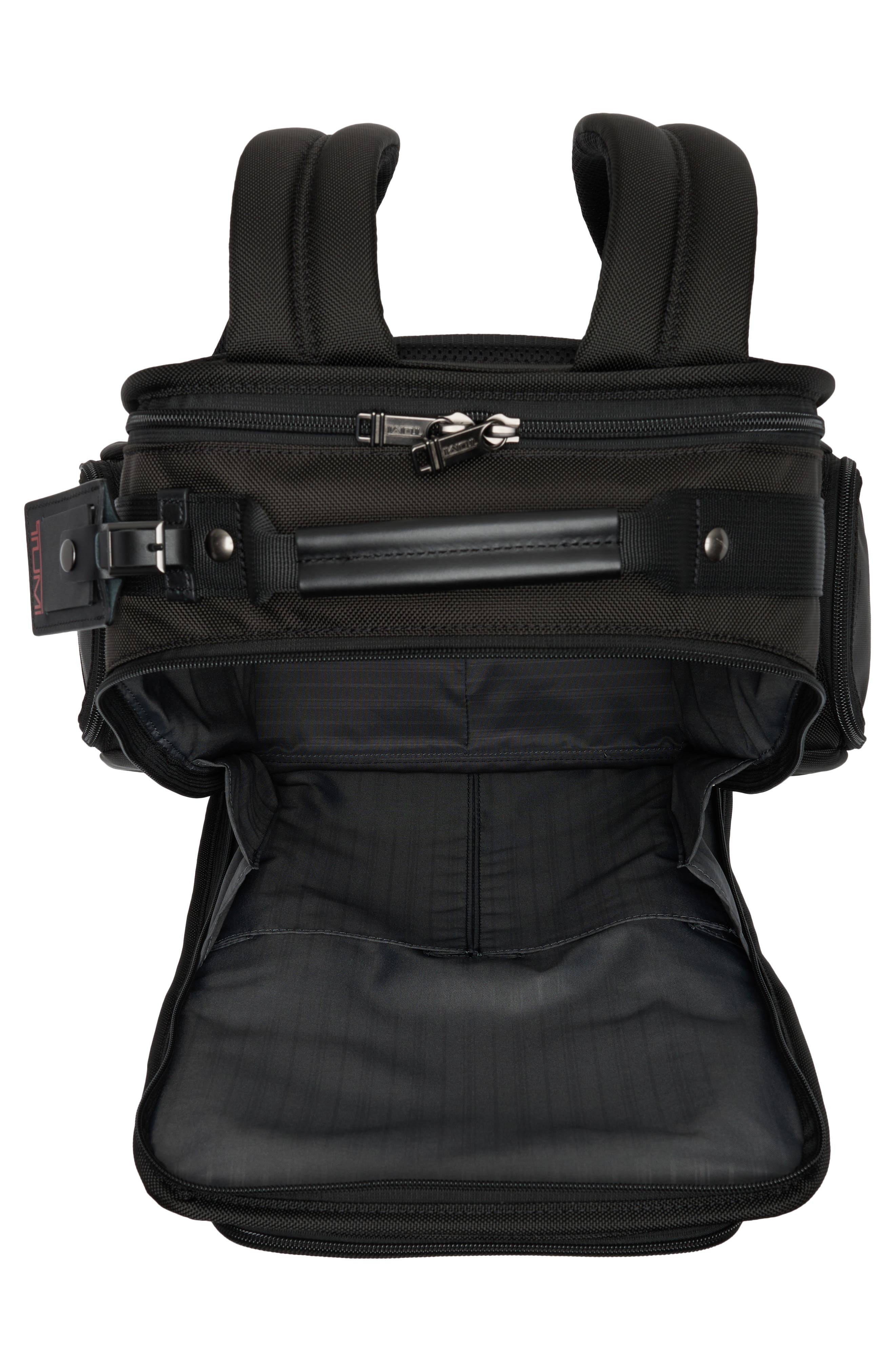 Brief Pack Nylon & Leather Backpack, Alternate, color, BLACK