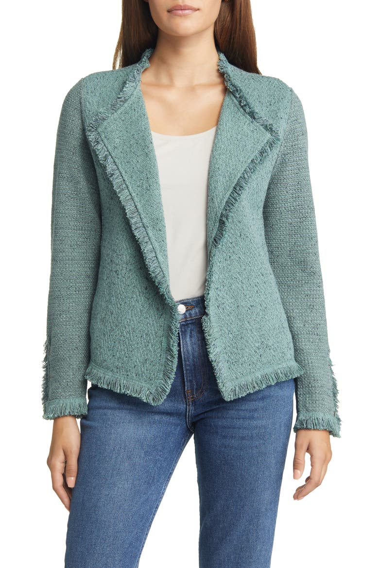 Fringe Tweed Jacket, Main, color, JUNIPER