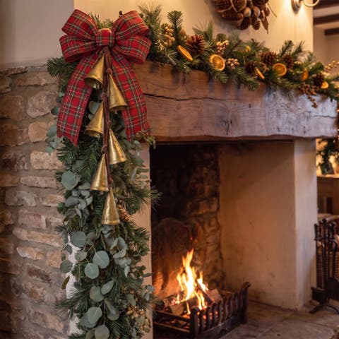 Velvet Ribbon Door Hanger with 10 Cone Shaped Bells