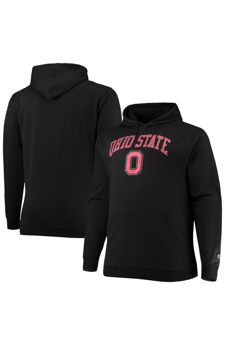Champion Men's Champion Black Ohio State Buckeyes Big & Tall Arch Over Logo Powerblend Pullover Hoodie, Main, color, 