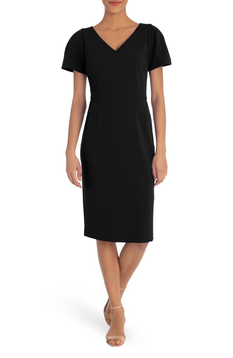 Maggy London Short Sleeve Crepe Midi Dress, Main, color,