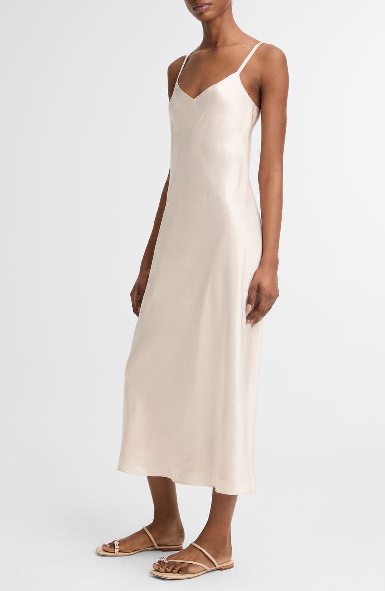 Vince V-Neck Cotton & Modal Satin Slipdress, Alternate, color, Champagne
