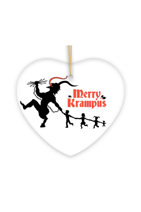 Merry Krampus Folklore Heart Ornament