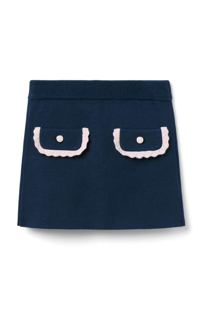 Janie and Jack Crochet Trim Sweater Skirt, Main, color, Blue