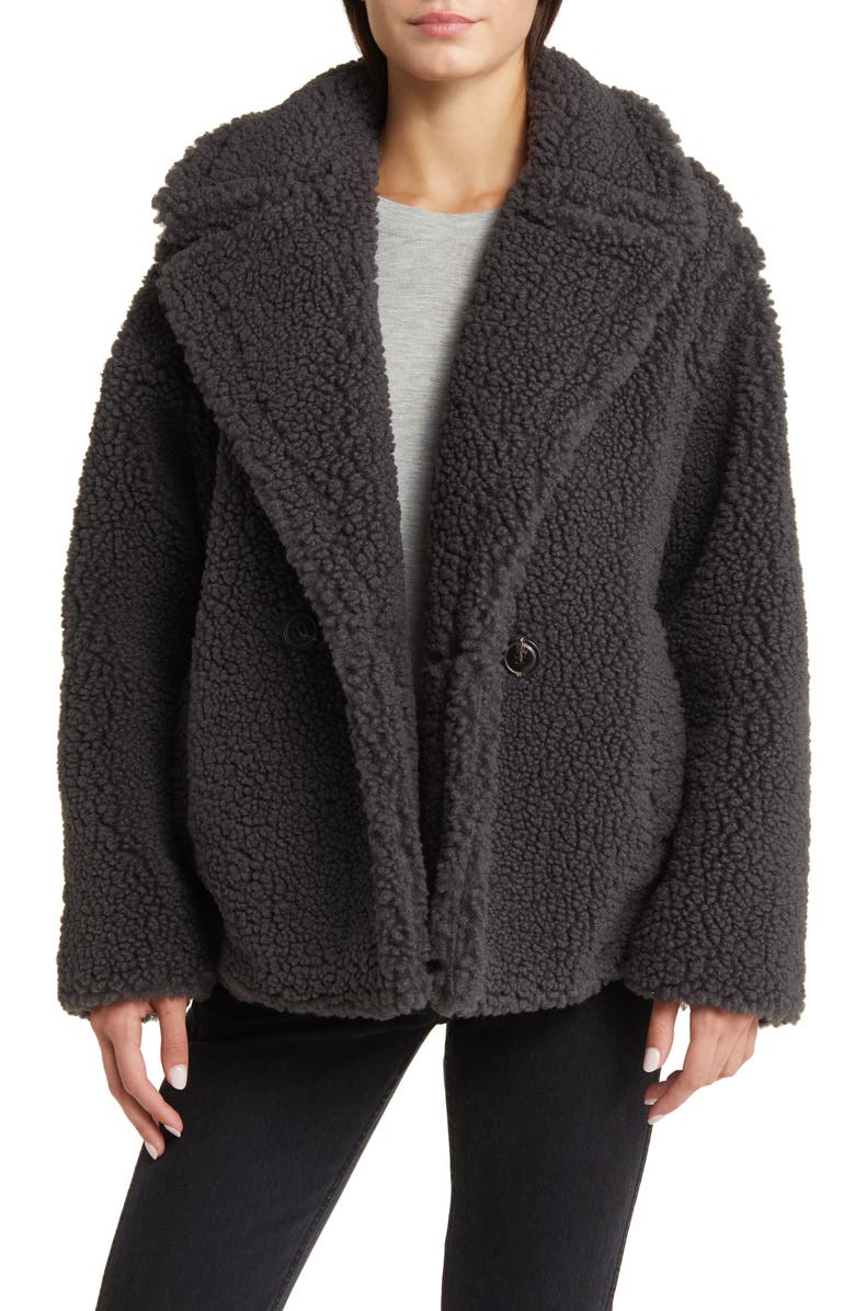 UGG<sup>®</sup> Gertrude Teddy Faux Shearling Coat, Alternate, color, Ink