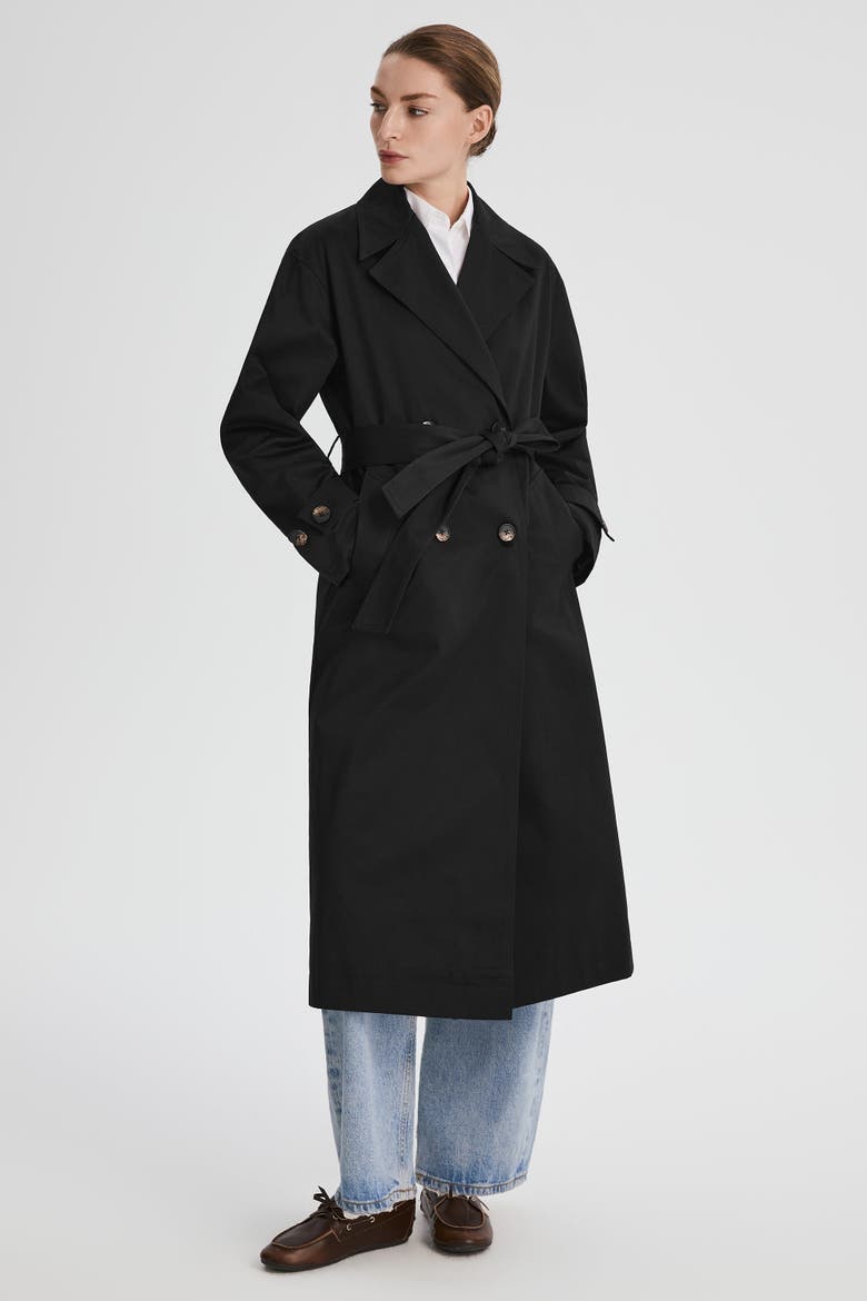 Maxi Oversized Trench Coat, Alternate, color, Black