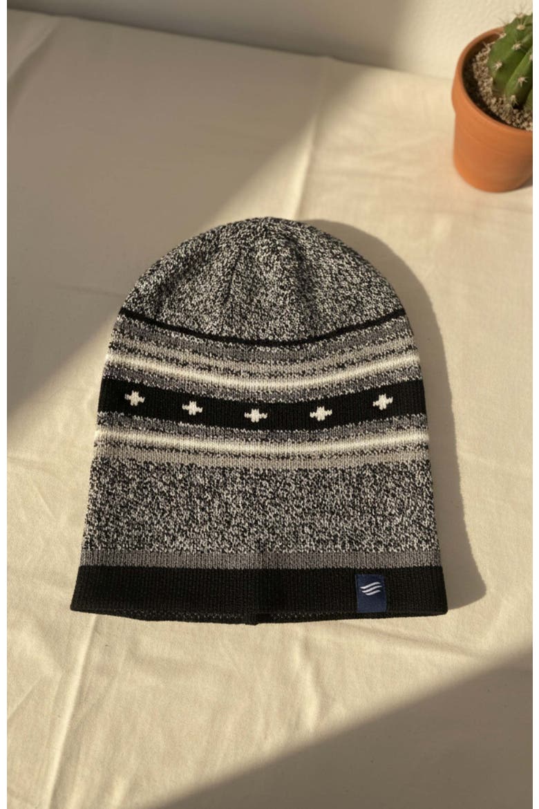 The Merino Wool Slouchy Modern Fair Isle Beanie, Alternate, color, Black