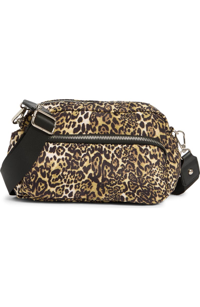 Madden Girl Nylon Camera Bag, Main, color, Leopard