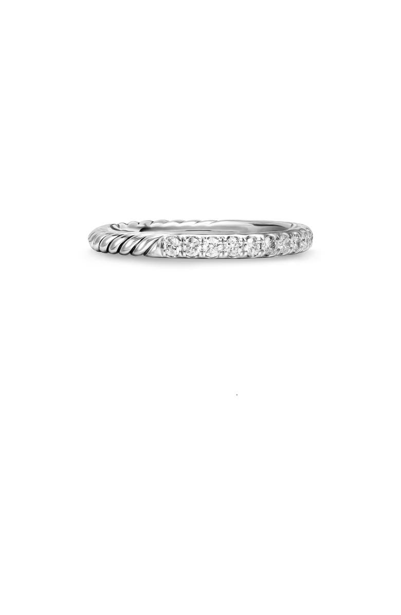 David Yurman Cable Collectibles<sup>®</sup> Stack Ring in Sterling Silver with Diamonds, 2mm, Alternate, color, Silver Pave