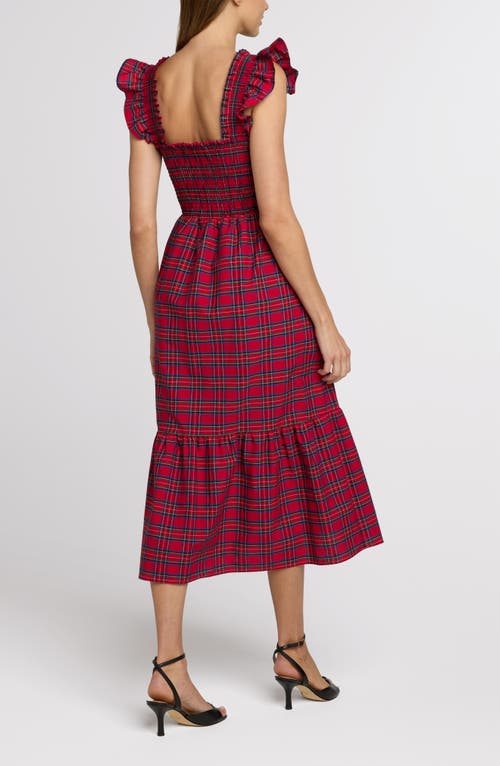 The Standard Stitch The Flounce Smocked Midi Dress In Red