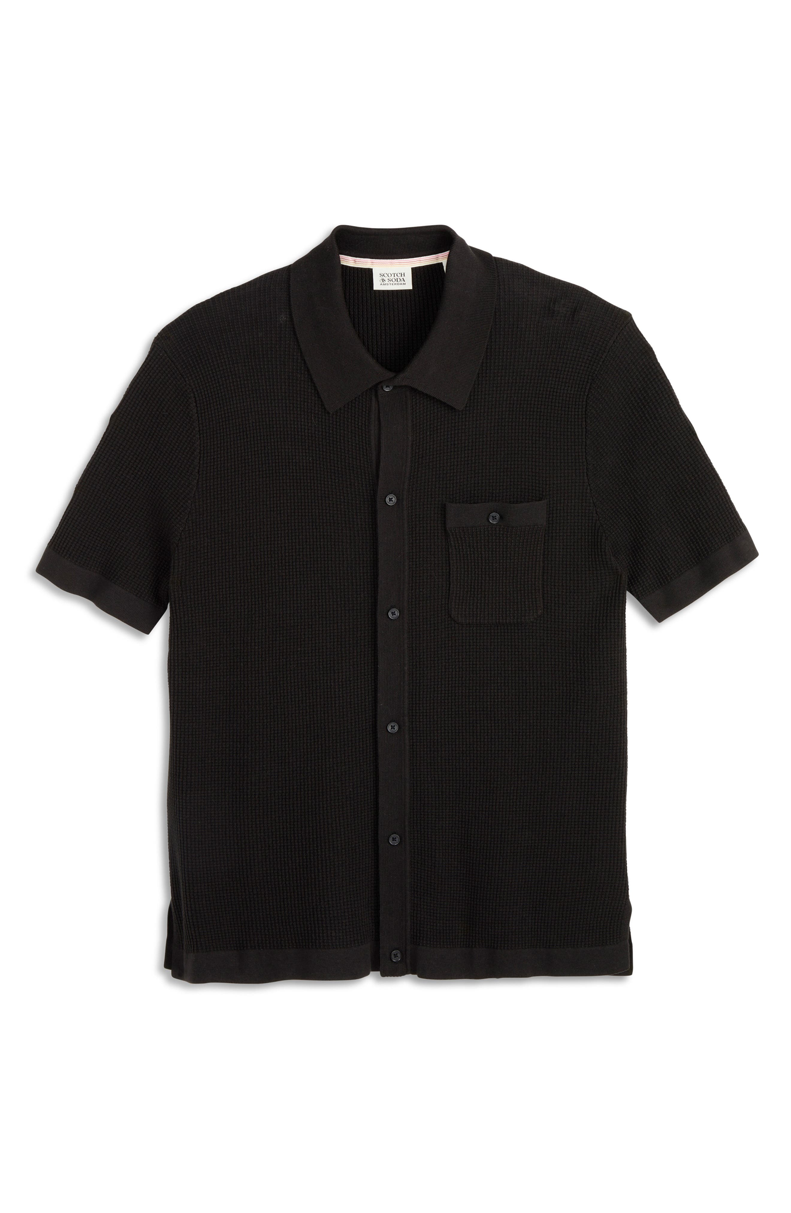 Scotch & Soda Short Sleeve Knit Button-Up Shirt