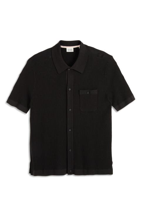 Short Sleeve Knit Button-Up Shirt