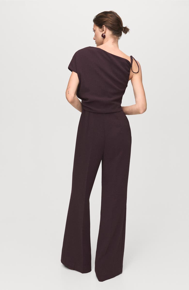 MANGO Asymmetric Wide Leg Jumpsuit, Alternate, color, Brown