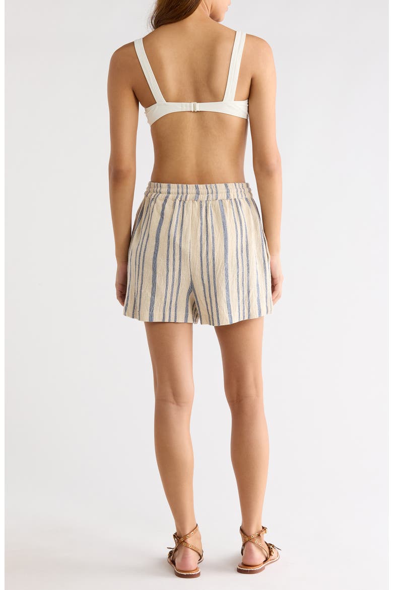 Stripe Cotton Drawstring Shorts, Alternate, color, BEIGE/ BLUE STRIPE