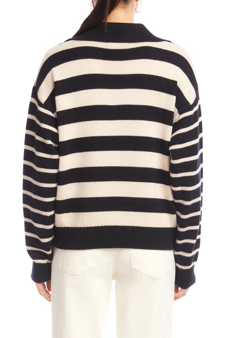 Stripe Polo Sweater, Alternate, color, BLACK ECRU