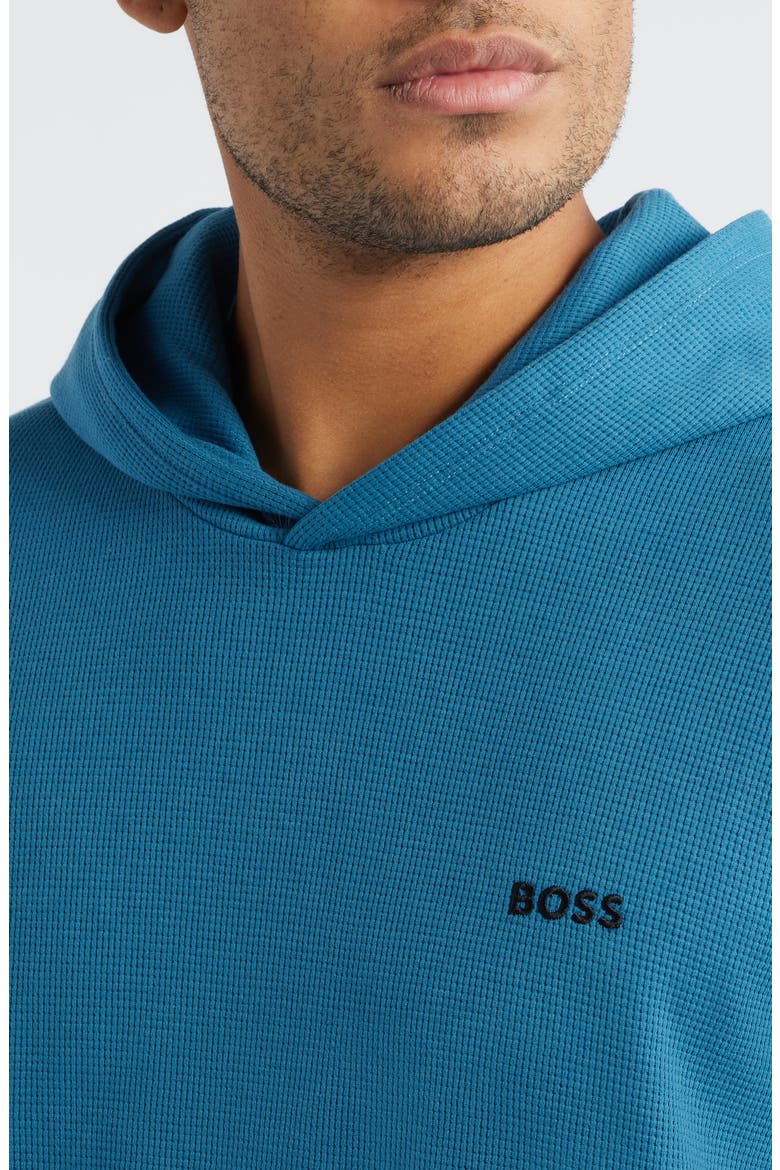 Waffle Knit Hooded Lounge T-Shirt, Alternate, color, OPEN BLUE