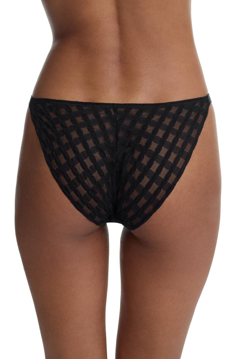 Skarlett Blue Bonbon Gingham Lace String Bikini, Alternate, color, Black