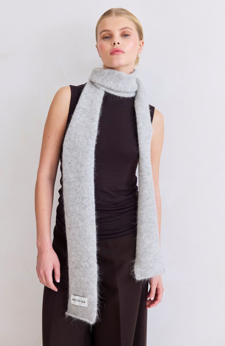 Arctic Fox & Co The Alpaca Blend Skinny Scarf, Alternate, color, Blizzard Grey