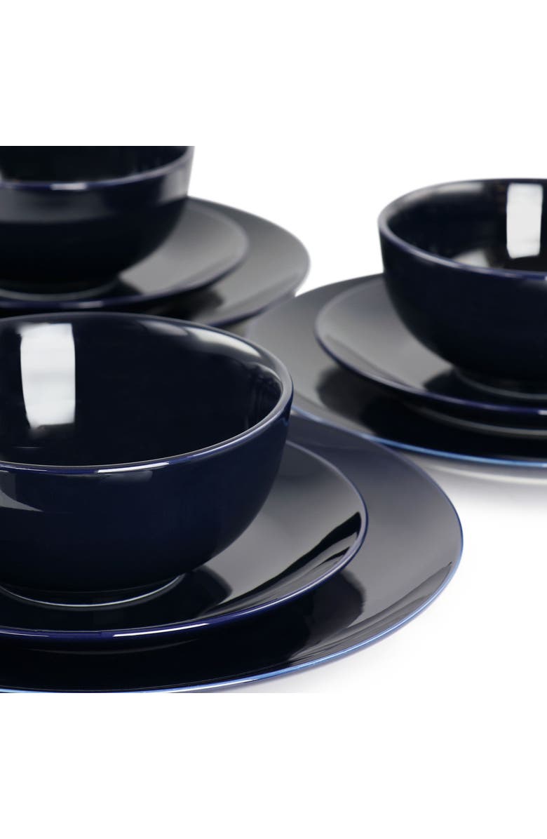 Elama Luna 18 Piece Porcelain Dinnerware Set, Alternate, color, Blue