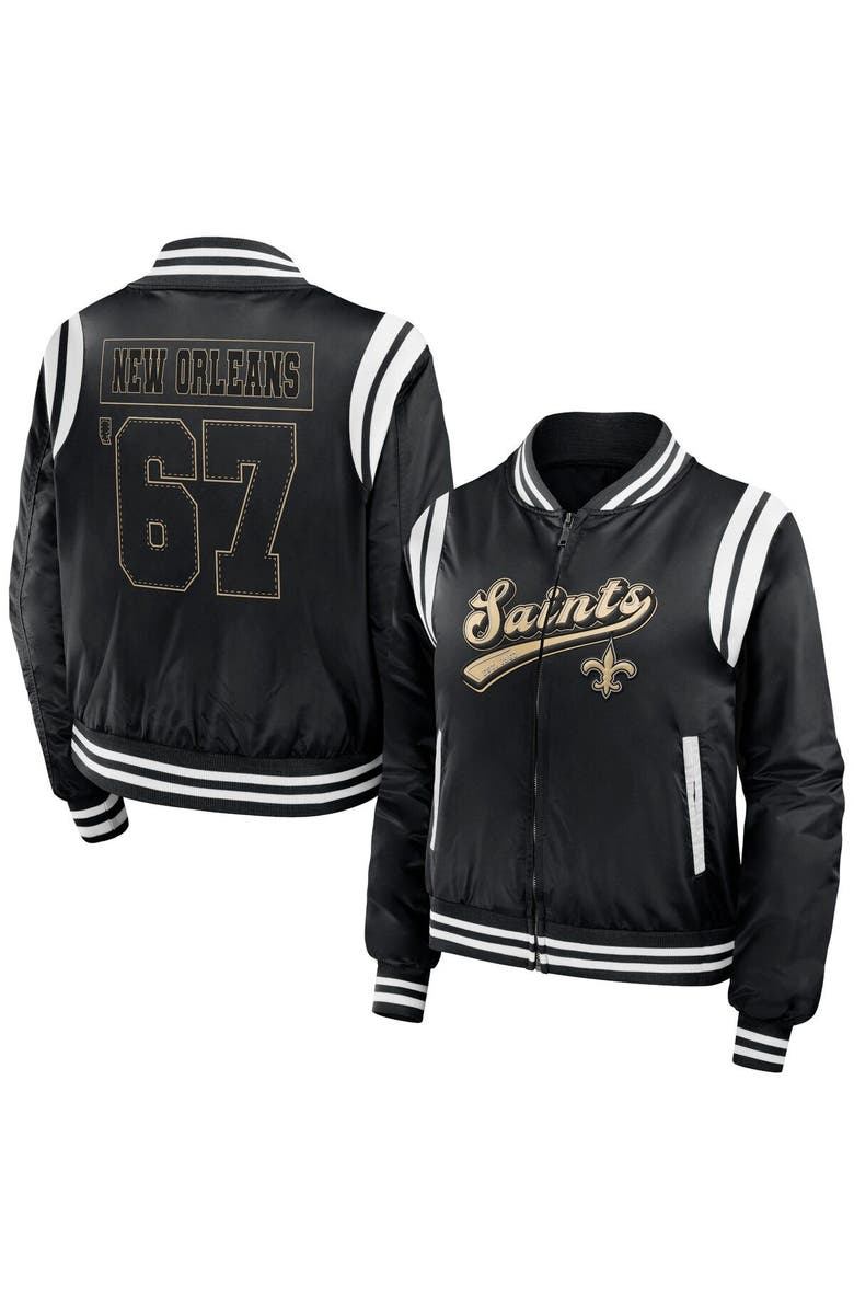 WEAR by Erin Andrews Women's WEAR by Erin Andrews Black New Orleans Saints Bomber Full-Zip Jacket, Main, color, Black