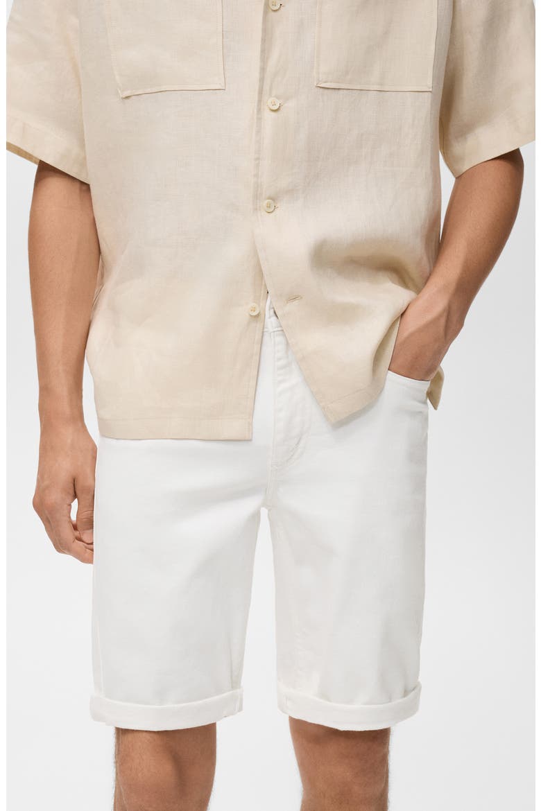Slim Fit Denim Bermuda Shorts, Alternate, color, OFF WHITE