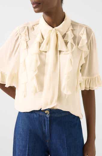 LK Bennett Corissa Ruffle Chiffon Button-Up Shirt