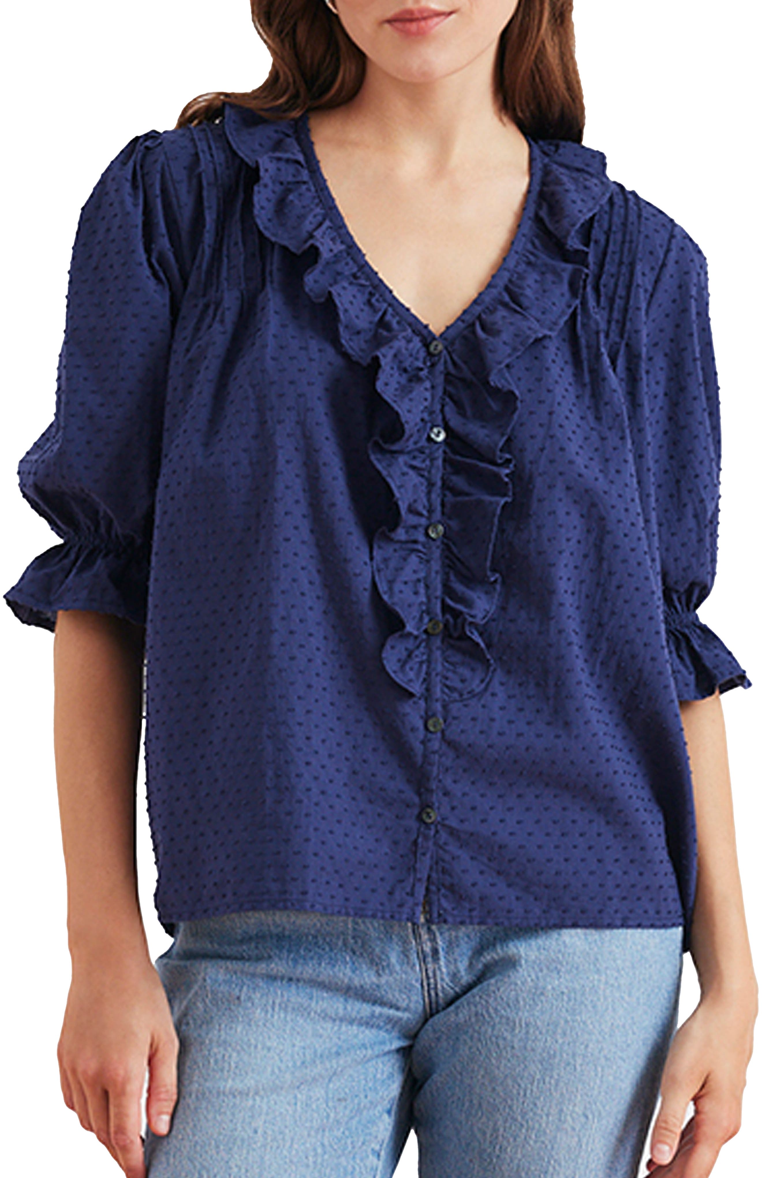 Chloe Swiss Dot Ruffle Shirt - image 3