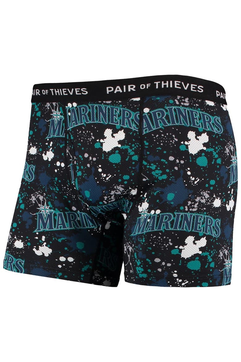 Men's Pair of Thieves Black/Aqua Seattle Mariners Super Fit 2-Pack Boxer Briefs Set, Alternate, color, Black