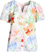 SUGARLIPS Floral Split Neck Top