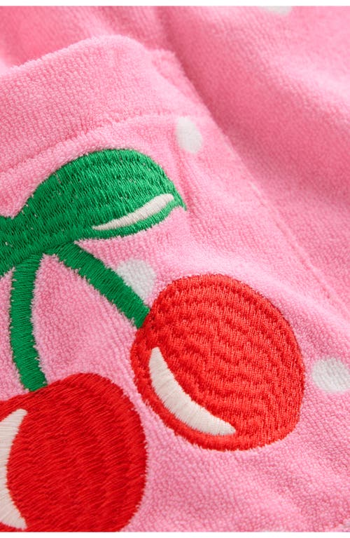 Mini Boden Kids' Print Terry Cloth Romper In Bubblegum Embroidered Fruit
