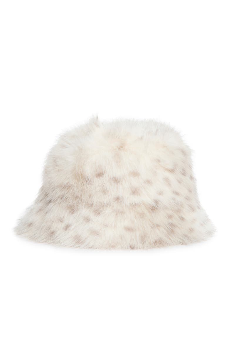 Plush Faux Fur Bucket Hat, Alternate, color, GREY