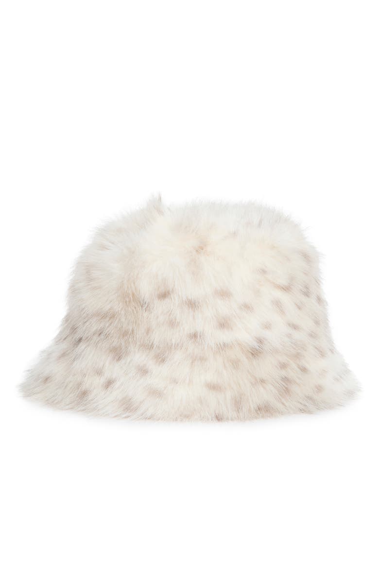 La Fiorentina Plush Faux Fur Bucket Hat, Alternate, color, Grey