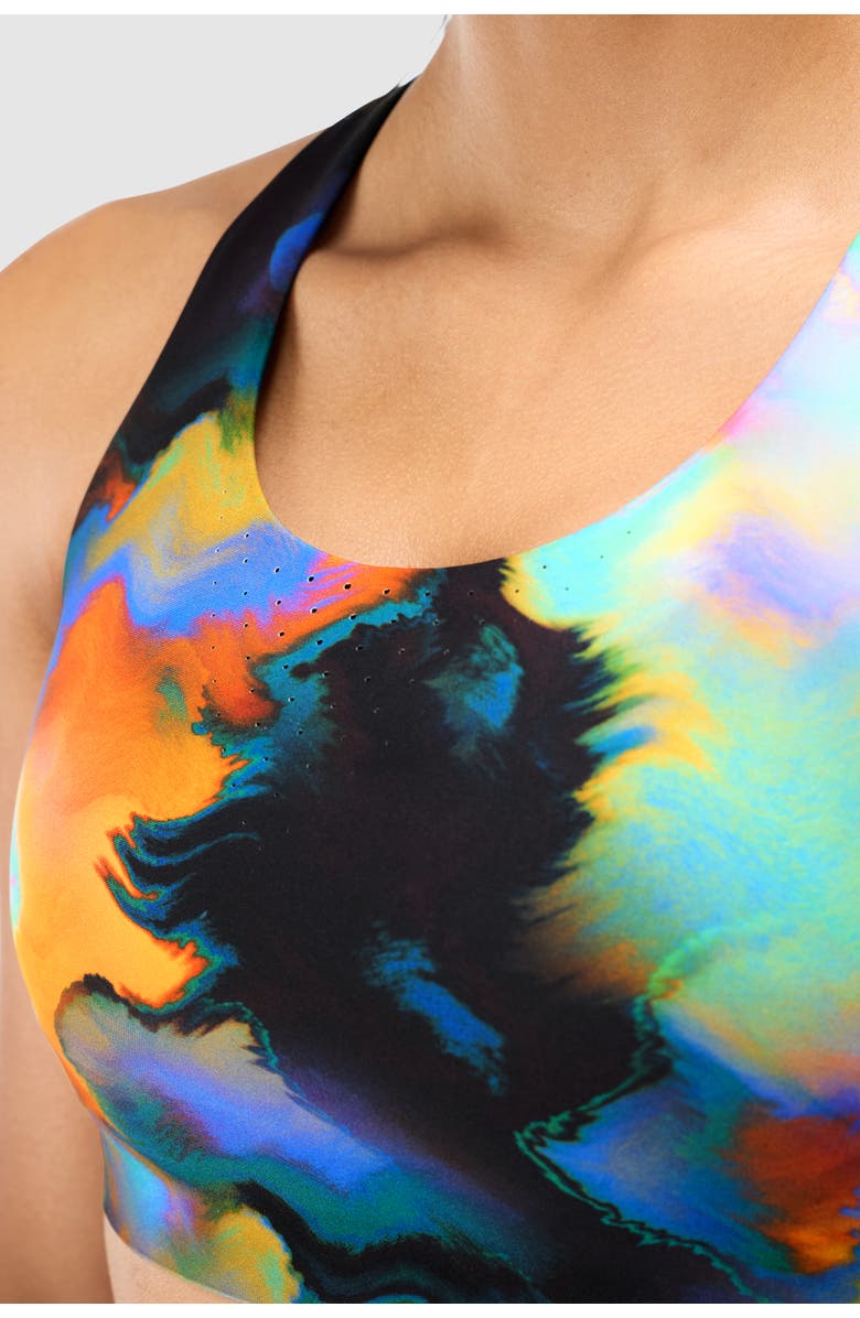 Peloton Printed PaceForm Laser Perforated Bra, Alternate, color, Heatmap Print