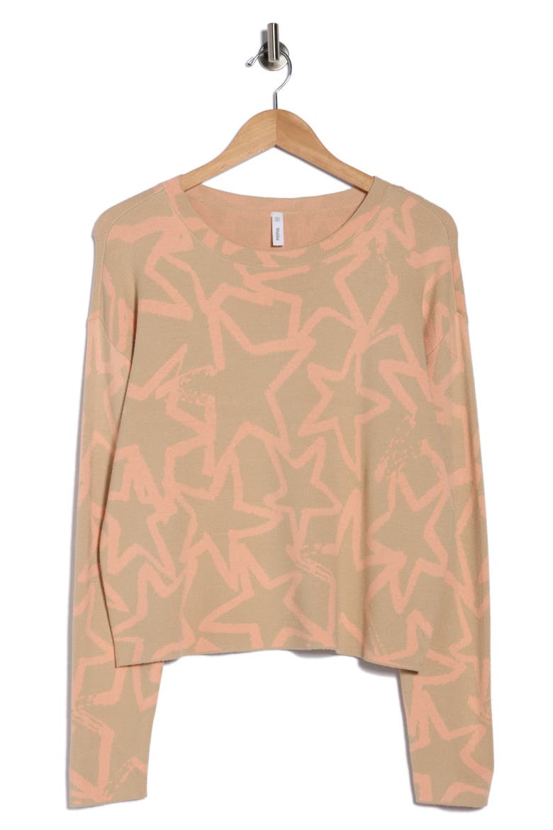Star Jacquard Sweater, Alternate, color, TAUPE/ PEACH