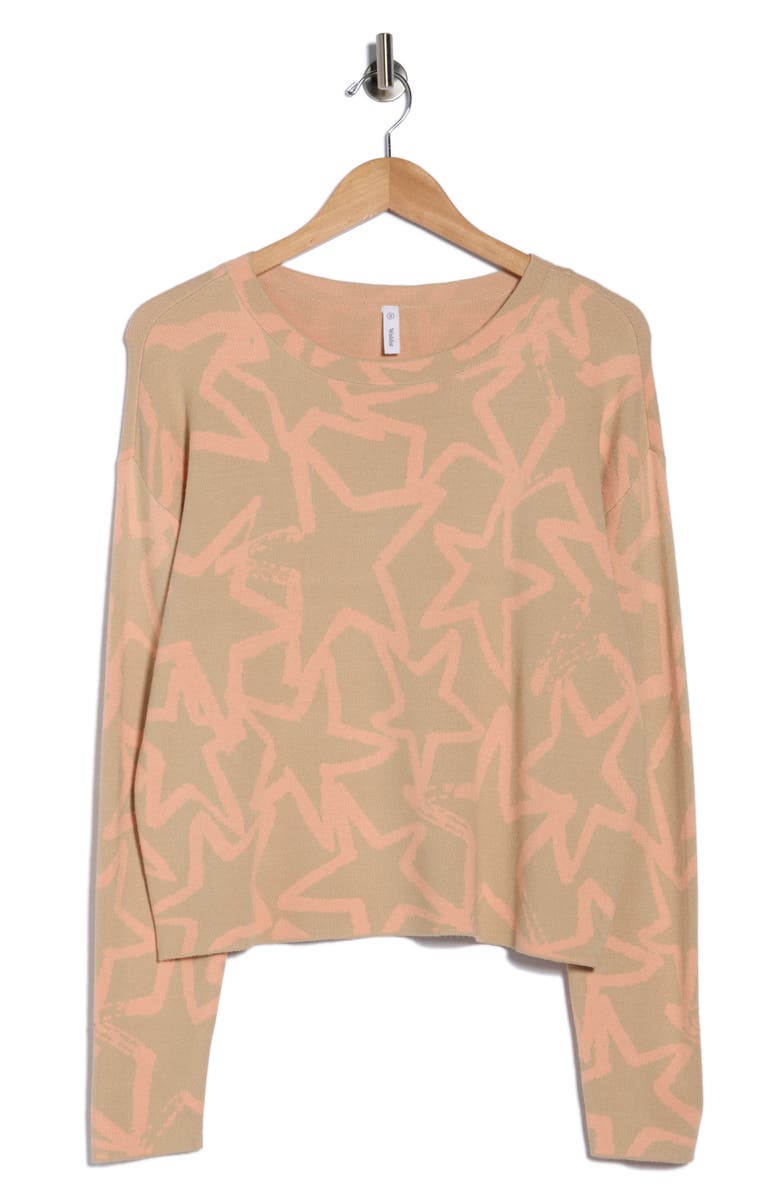 WISHLIST Star Jacquard Sweater, Alternate, color, Taupe/ Peach