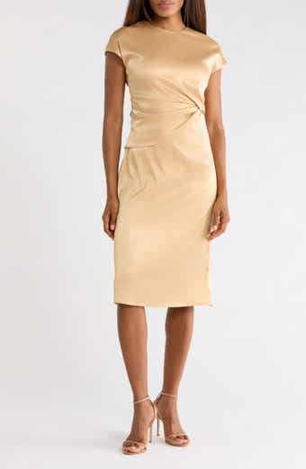 Draped Satin Midi Dress